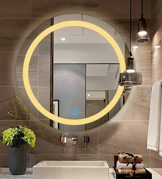 PRINCE ART 21x21 Inch LED Wall Mirror Glass with Touch Sensor Lights for Home Decor HA29 Bathroom Mirror