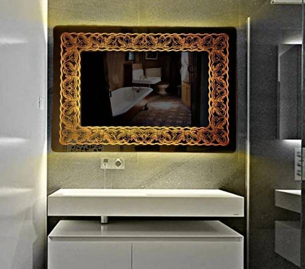 luminatri Engraved led mirror 18"X24" inch three color light with touch sensor Bathroom Mirror