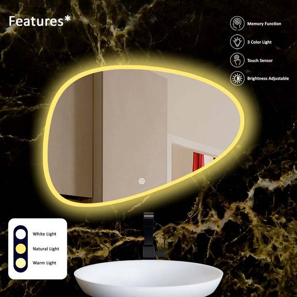 SANIF LED Irregular Shape Mirror For Bathroom||Size 18x24||Decorative Light Mirror|| Bathroom Mirror