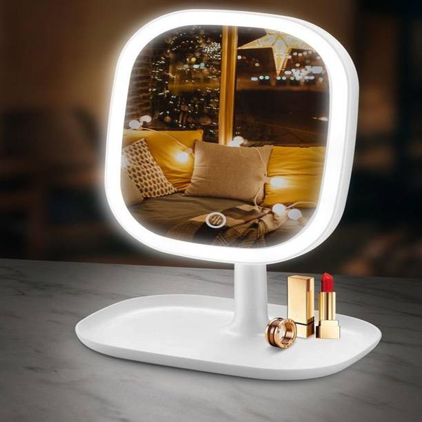Marrone LED Mirror,USB Rechargeable Mirror with Storage Tray, Desk. Lighted Mirror