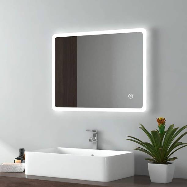 PRINCE ART 24x24 Inch LED Wall Mirror Glass with Touch Sensor Lights for Home Decor HA17 Bathroom Mirror
