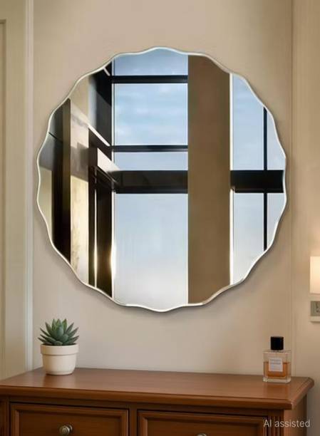 AG CRAFTS Round Cut 12x12 Inch Bathroom Mirror decorative Bathroom Mirror