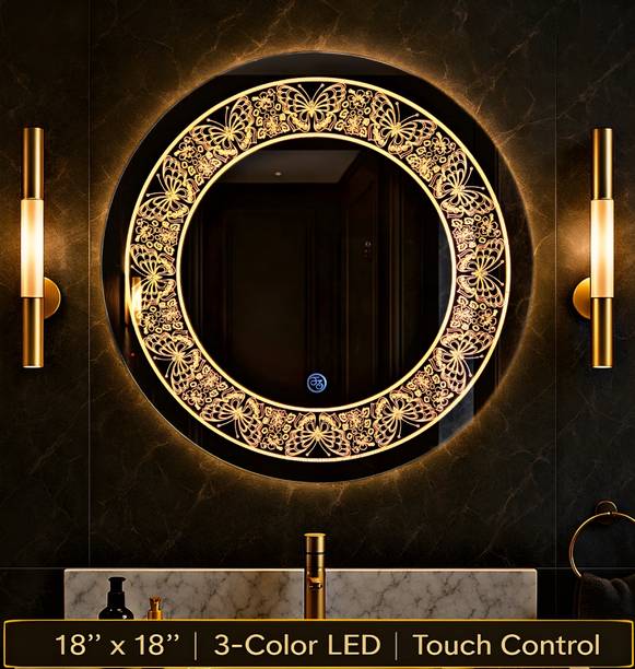 luminatri Round Bathroom LED Mirror Size 18"X18" inch with 3 color LED and Touch sensor Decorative Mirror