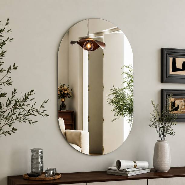 KRELIX 12 × 18 in Capsule Frameless Wall Mirror Bathroom Mirror