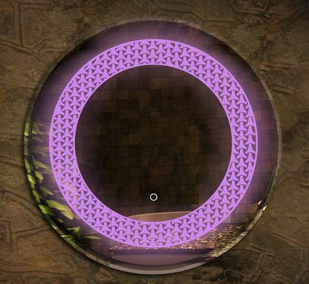Khushi Decors Round Frame Wall Mirror with Touch Sensor & Light for Wall Decor Size:21" x 21" Lighted Mirror