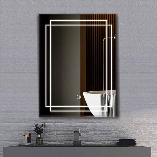 ARC homes & memorials 3D Modern Geometric Design LED with Touch Sensor & 3 Mode 18×24 inch Bathroom Lighted Mirror