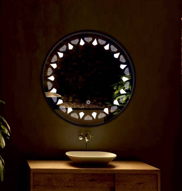 PRINCE ART 21x21 Inch LED Wall Mirror Glass with Touch Sensor Lights for Home Decor HD05 Bathroom Mirror
