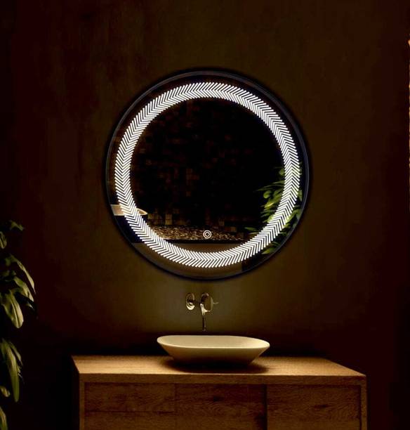 PRINCE ART 21x21 Inch LED Wall Mirror Glass with Touch Sensor Lights for Home Decor HD31 Bathroom Mirror