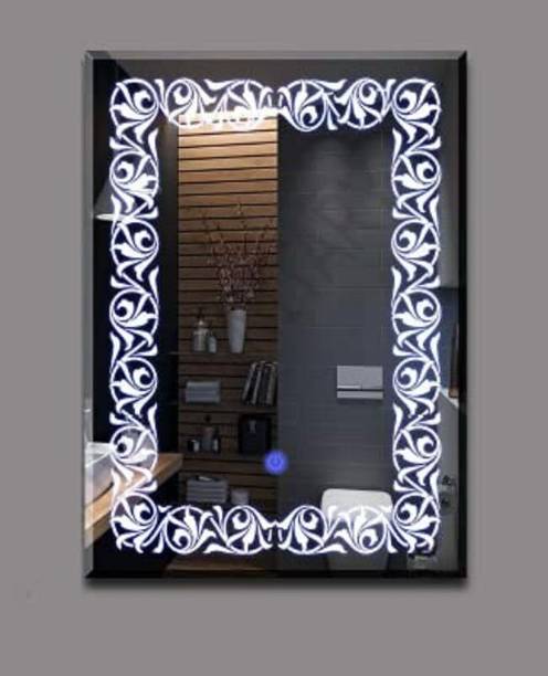 ARC homes & memorials Modern Floral Design Wall Mount 18x24inch with Touch Sensor & 3 Mode LED Lighted Bathroom Mirror