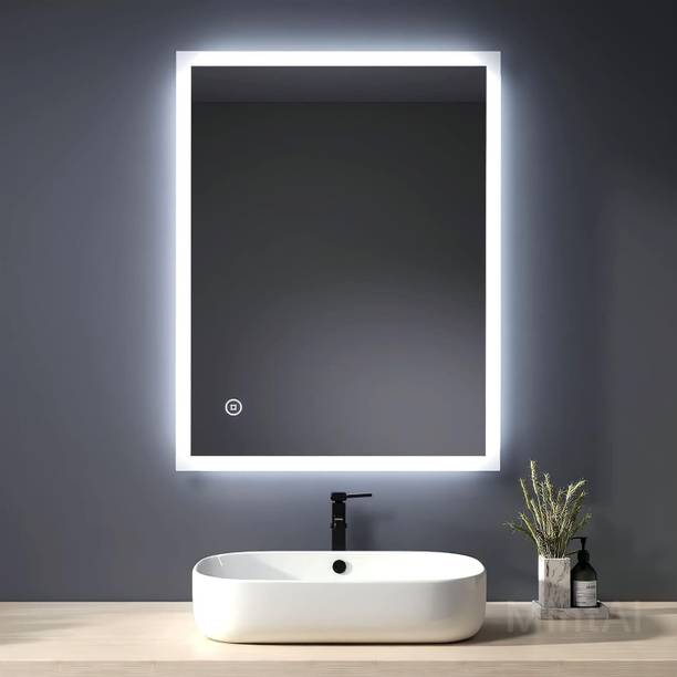 Khushi Decors 18x24 Inch LED Wall Mirror Glass with Touch Sensor Lights for Home Decor HS12 Bathroom Mirror