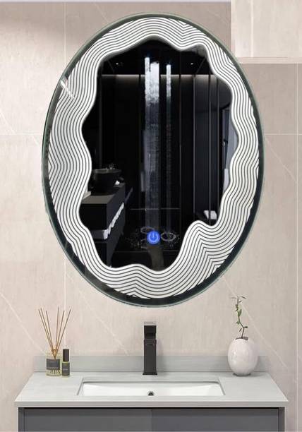 MERKEZI ART Led Mirror For Wall, Bathroom, Living Room, 3 In 1 Color, 24 x 18 Inch MB06 Lighted Mirror