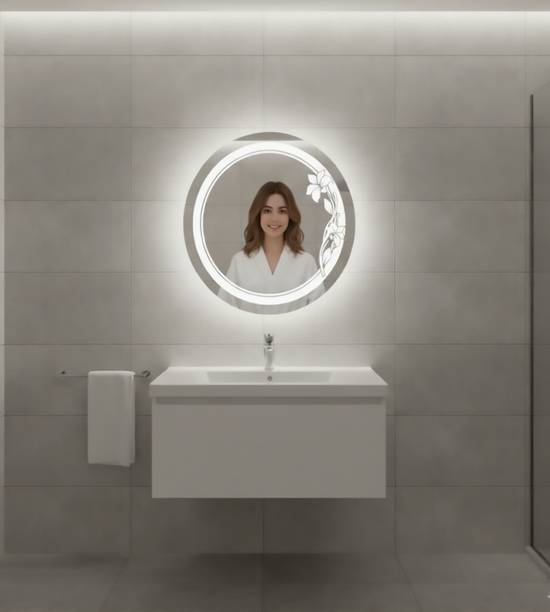 SAINI DARPAN Decorative LED Round Mirror with Smart Touch for Bathroom Use (Size 24In) Lighted Mirror