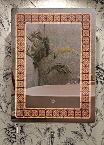 luminatri Led mirror 18"X24" inch geometrical pattern Lighted Mirror