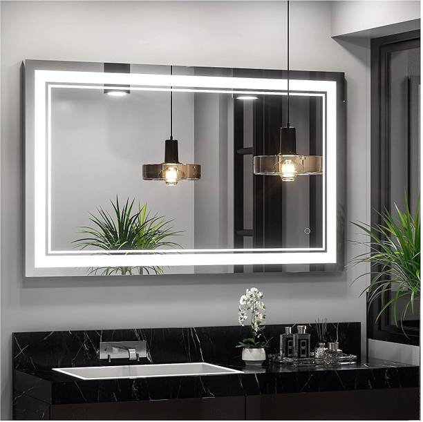 एआरसी होम्स एंड मेमोरियल्स Rectangle 18x24 inch Border LED 3 Mode Light Decorative लाइटेड मिरर
