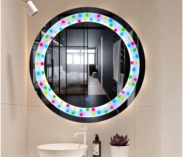 MERKEZI ART Led Mirror For Wall, Bathroom, Living Room, 3 In 1 Color, 24 x 24 Inch MC39 Lighted Mirror