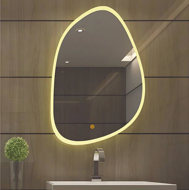 SANIF Irregular Oval Shape LED Mirror||Size 18x24||Decorative Mirror with Lights|| Lighted Mirror