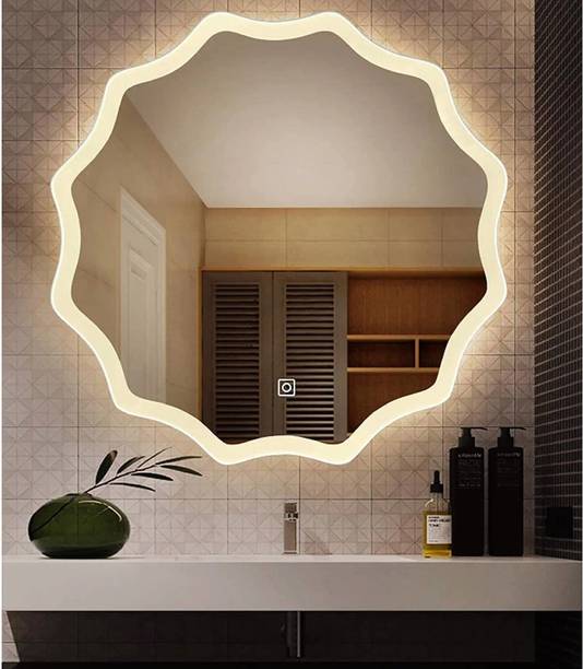 ARC homes & memorials 3D Modern Designed Circular Wall Mounted 18*18 inch & triple light Lighted Mirror