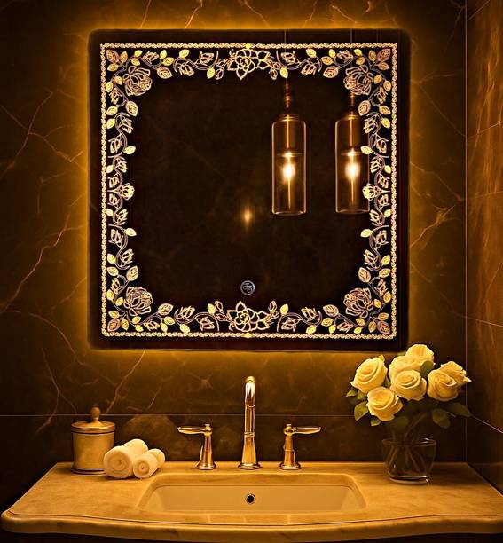 luminatri LED Mirror with Touch Sensor 18x18 Inch | Wall Mounted Makeup Bathroom Mirror Decorative Mirror