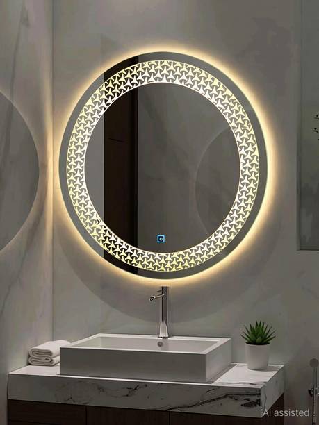 AruzeTech Designer LED Mirror with Touch Sensor,Warm/Natural/White Light Modes, Lighted Mirror