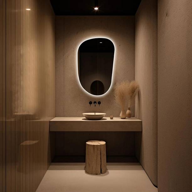 quality glass Bathroom LED Mirror with Touch Sensor 3 Light Effects Freeform Shape18X24Inch Lighted Mirror