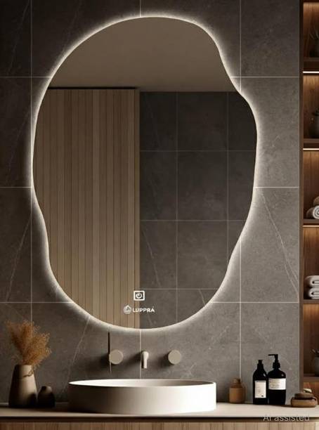 LUPPRA 18x24 Inch Abstract LED Bathroom Mirror with 3 Color Lights Decorative Mirror