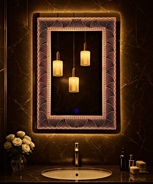 लुमिनात्री 18x24 Inch LED Wall Mirror Glass with Touch Sensor Lights for Home Decor बाथरूम मिरर
