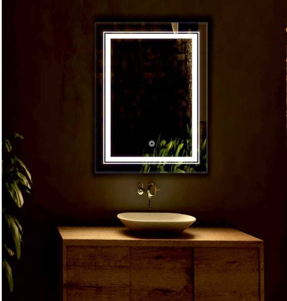 PRINCE ART 18x24 Inch LED Wall Mirror Glass with Touch Sensor Lights for Home Decor HD28 Bathroom Mirror