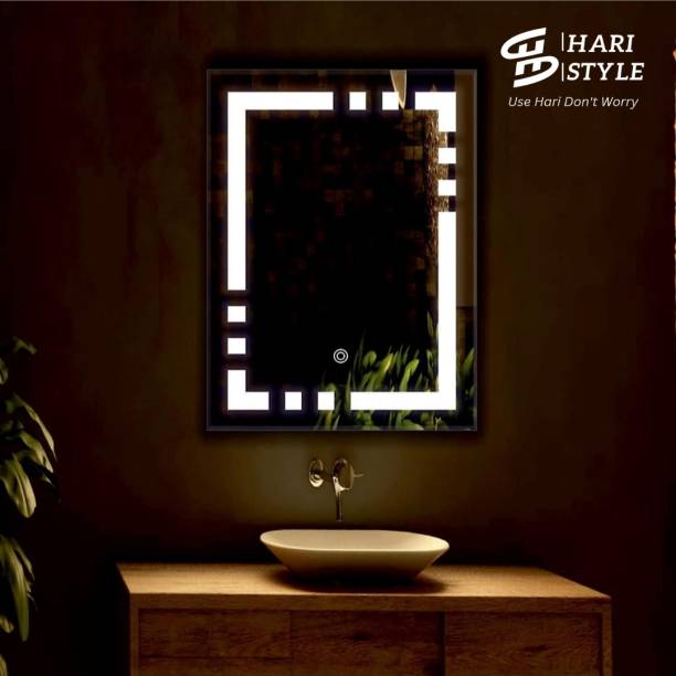 Hari Style Rectangle LED Mirror with 3 colors (White, Warm white & Dim)18x24 Decorative Mirror