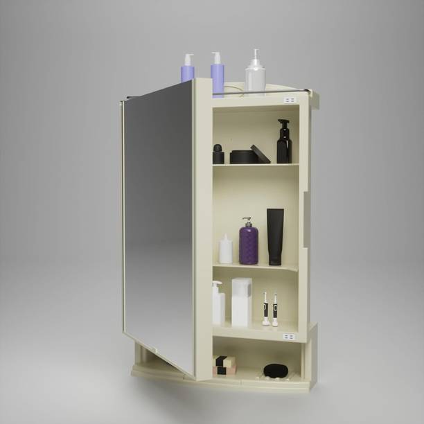 LUPPRA Plastic Multipurpose Wall Mounted Storage Cabinet with Mirror,Prime Look (Ivory) Plastic Dressing Table