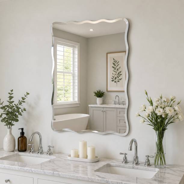 KRELIX Frameless Mirror with Beveled Edges – 5mm Glass, 18x24 Inch Bathroom Mirror