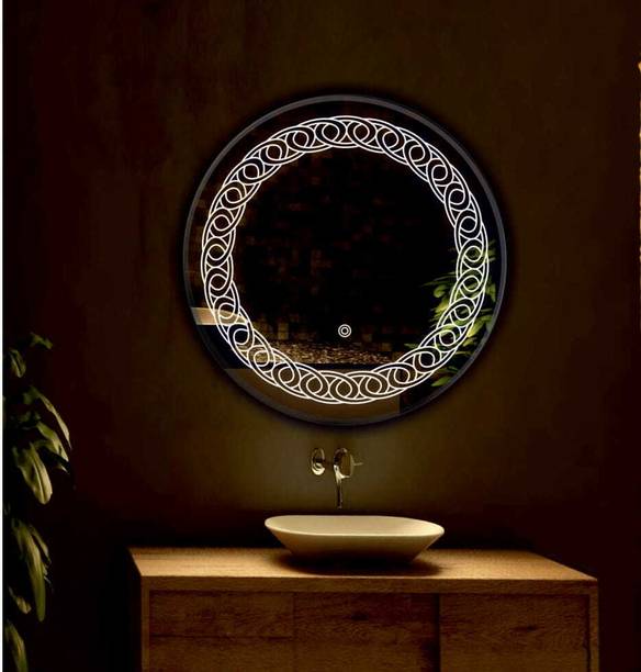 PRINCE ART 21x21 Inch LED Wall Mirror Glass with Touch Sensor Lights for Home Decor HD20 Bathroom Mirror