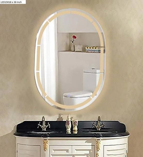 quality glass Bathroom LED Mirror with Touch Sensor Glass, Oval Vertical(18 x 36 Inch) Lighted Mirror