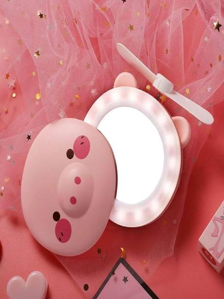 B inik Travel Mini Carton Make Up/Mirror with LED Lights USB Fan (Random colour) Lighted Mirror
