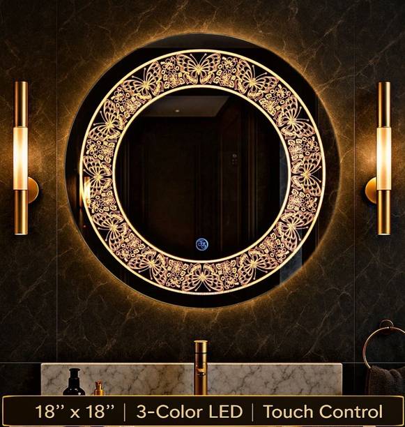 luminatri Round Bathroom LED Mirror Size 18"X18" inch with 3 color LED and Touch sensor Decorative Mirror
