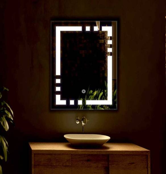 PRINCE ART 18x24 Inch LED Wall Mirror Glass with Touch Sensor Lights for Home Decor HD12 Bathroom Mirror