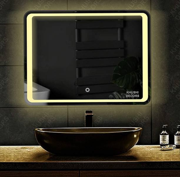 PRINCE ART LED Mirror Glass for Bathroom Wall - Decorative Interior Decor Rectangle Mirror Lighted Mirror