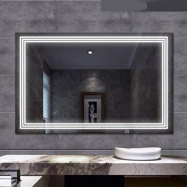 ARC homes & memorials Rectangle 15x18 inch Triple Stripe LED with 3 Mode Lights Decorative Bathroom_k Lighted Mirror