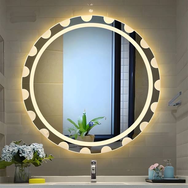 ARC homes & memorials Modern Wave Designed Circular Wall Mounted 18*18 inch & Triple light Backlit LED Lighted Mirror