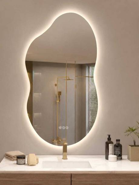 Aricstore 18x24 Inch Irregular LED Bathroom Mirror with RGB 3 Color Lights & Touch Sensor Lighted Mirror