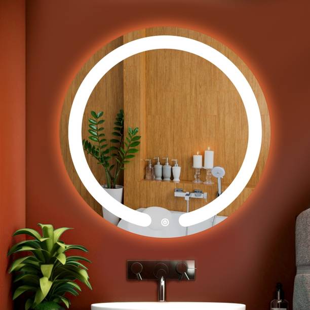 SAHAJ PLASTO Round Wall Mirror with touch sensor & Light for wall Size 24" X 24" Bathroom Mirror