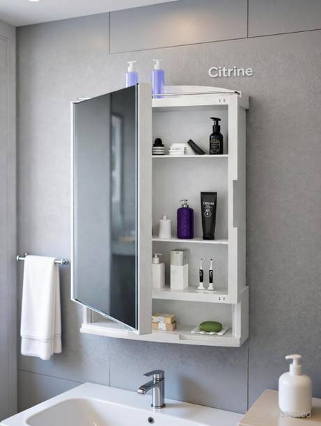 Citrine Premium Wall Mounted Storage Cabinet with Magnetic Door & 4 Inner Shelve Bathroom Mirror