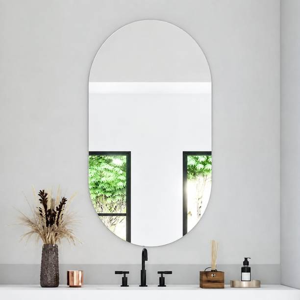 Flipkart Perfect Homes 43.18 X 27.94 CM Frameless Decorative Capsule Wall Mount Bathroom Mirror