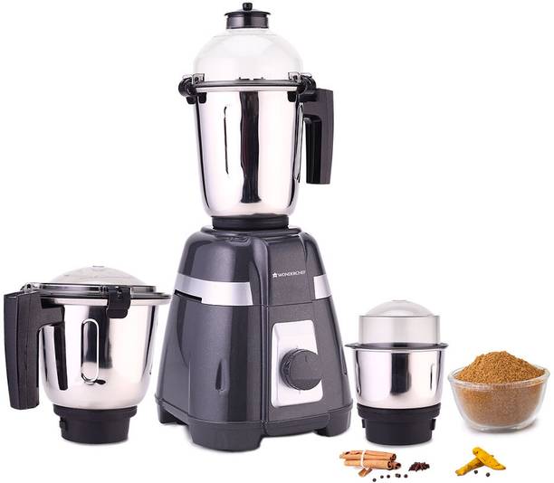 WONDERCHEF Regalia 750 W Mixer Grinder (3 Jars, Black)