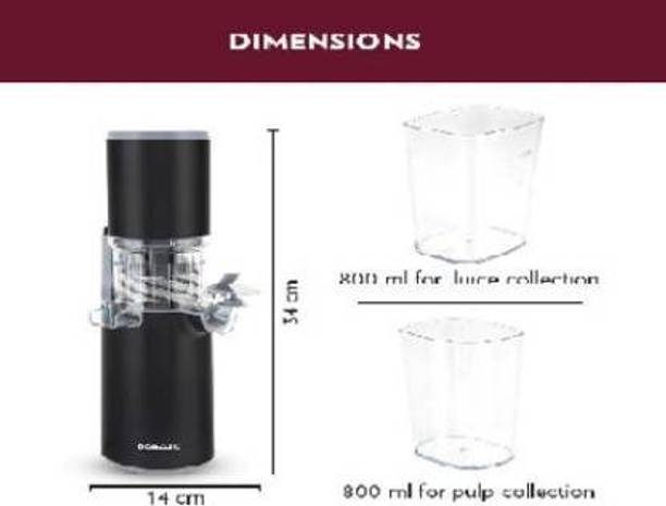 BOROSIL Mixer Grinder Easy Juice Cold Press Slow Juicer 130 Juicer Mixer Grinder 130 Juicer Mixer Grinder (2 Jars, Black, transparent)