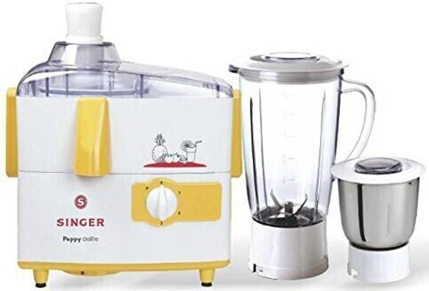 SINGER Peppy Delite 500 W Juicer Mixer Grinder (Peppy Delite | 2 Jars | Yellow)