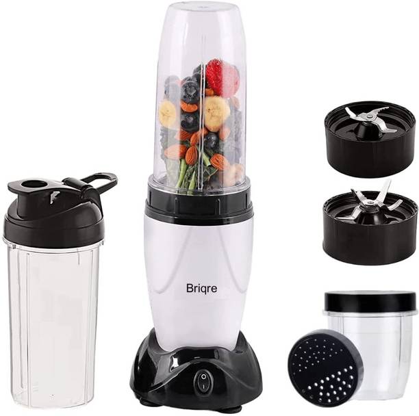 Briqre Splash | Smoothie maker for Kitchen | Shake maker Nutribullet blender White Mixer Grinder | Nutri Blender 500 Juicer Mixer Grinder (3 Jars, Black,White)