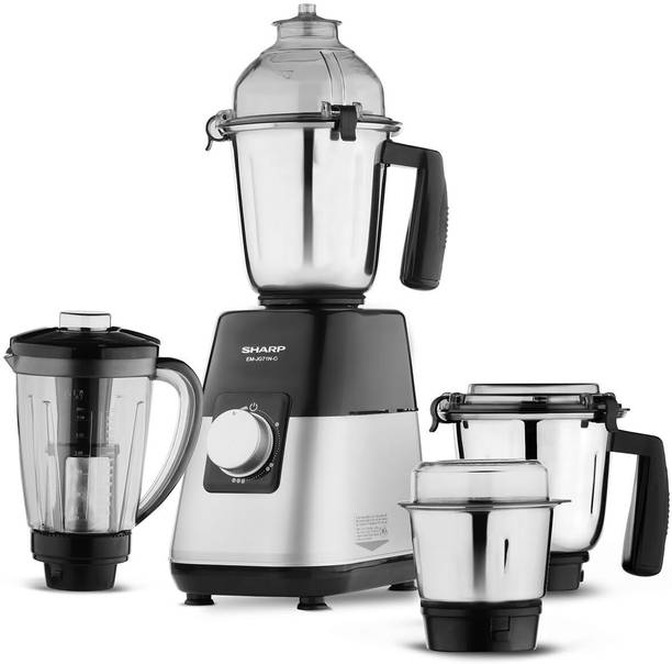 Sharp ?EM-JG71N-G 750W Powerful Copper Motor 750 Juicer Mixer Grinder (4 Jars, Black, Silver)