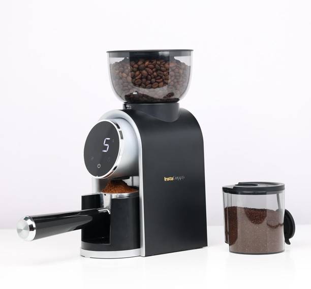 InstaCuppa Electric Coffee Grinder | Conical Stainless Steel Burr Mill with LED Touch Timer 200 W Mixer Grinder