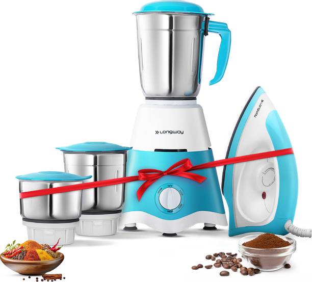Longway Super Dlx with Kwid 1100 Watt Dry Iron Combo 500 W Juicer Mixer Grinder