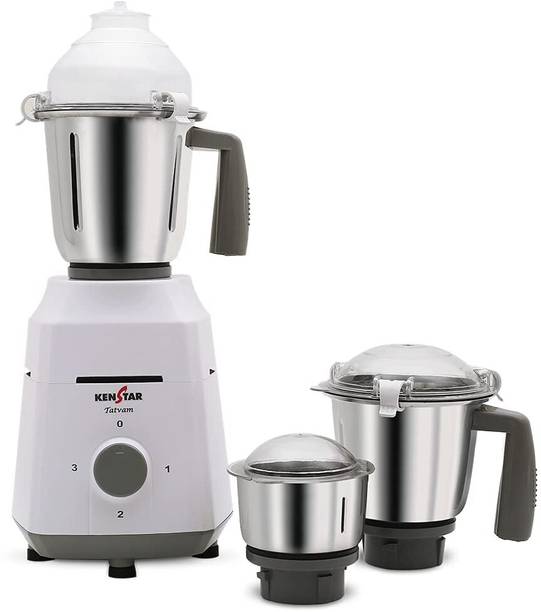 Kenstar Tattvam Endura Plus Copper Motor 1000 Mixer Grinder (3 Jars, White)